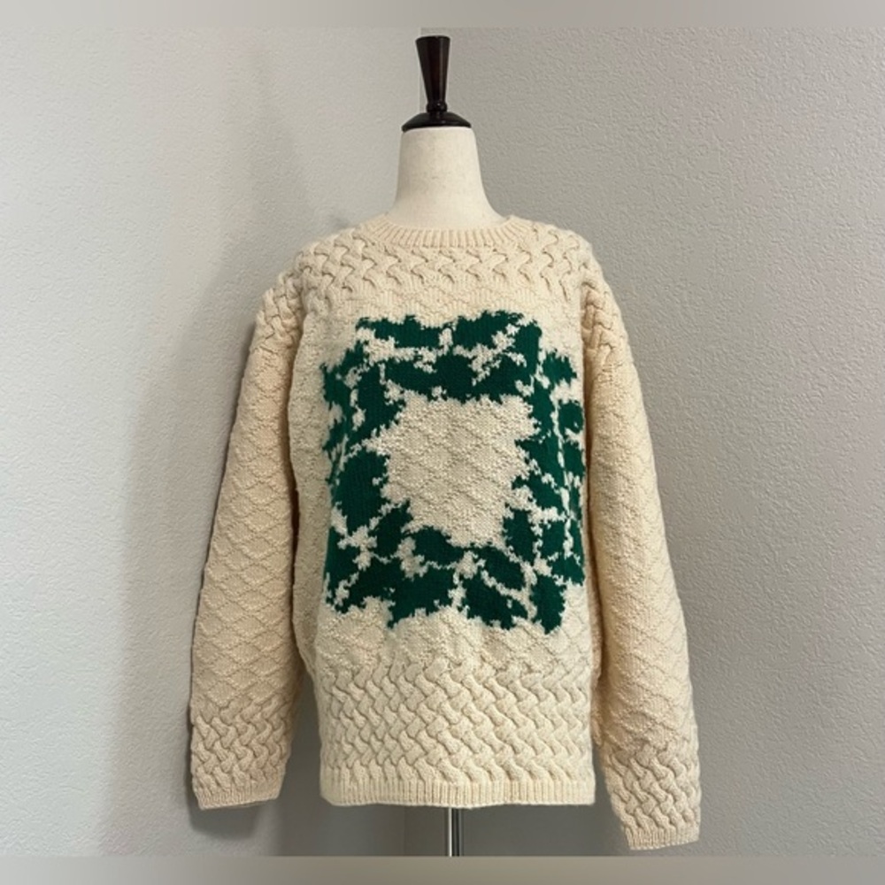 Homemade Cozy Sweater with Green wreath design